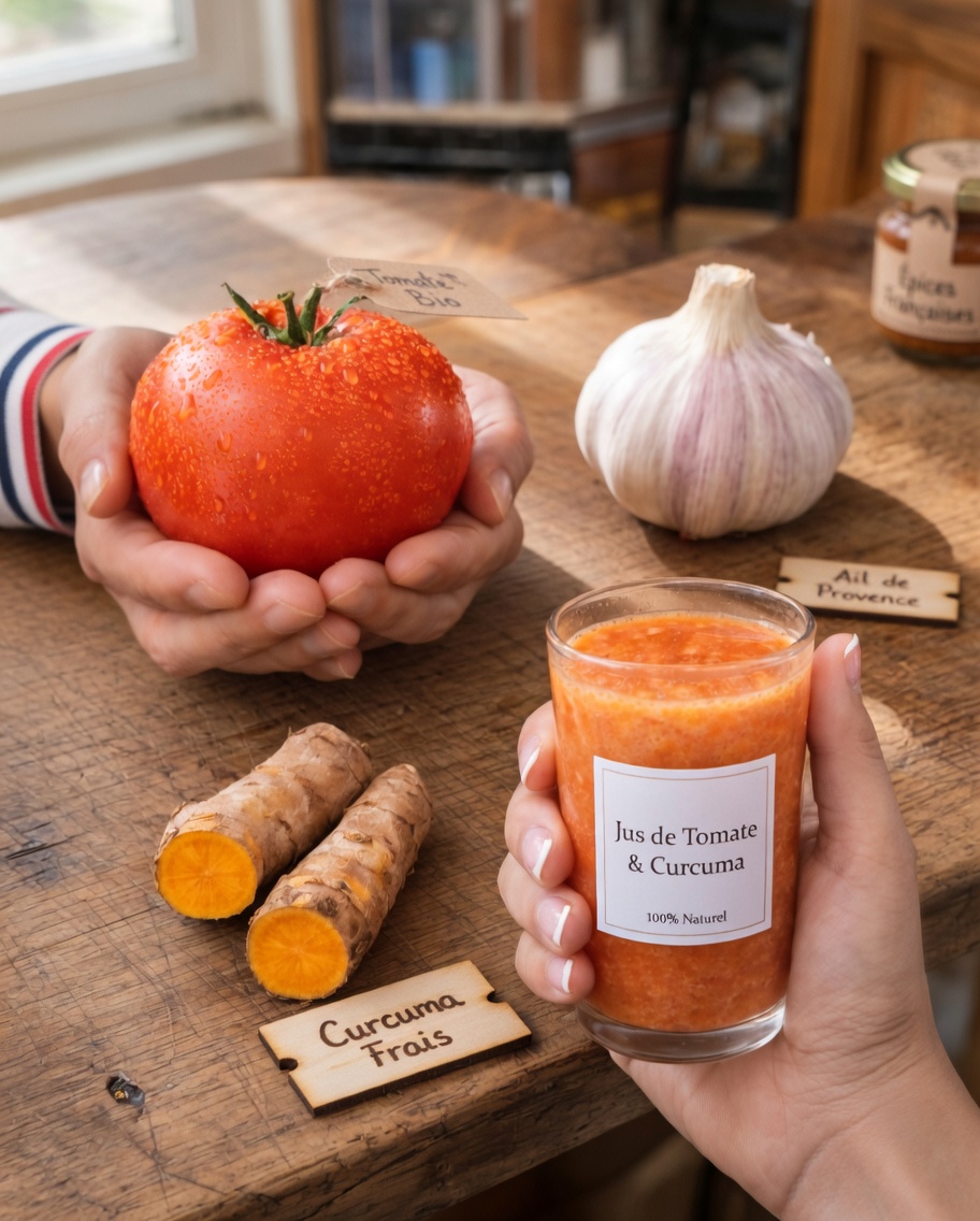 Recette simple de boisson à la tomate, à l’ail et au curcuma pour le bien-être des hommes de plus de 40 ans