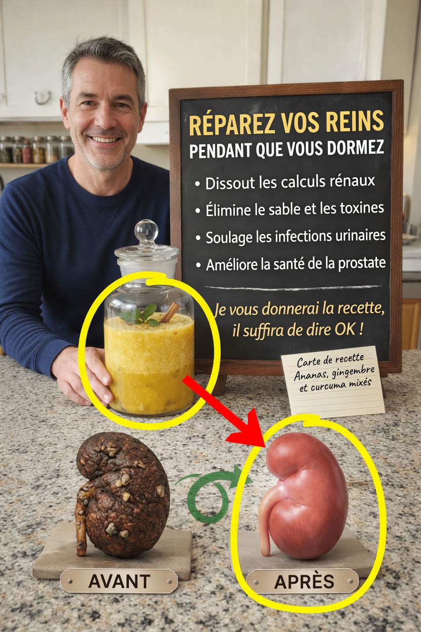 Découvrez cette recette facile de boisson à l’ananas, au gingembre et au curcuma pour soutenir votre routine de bien-être rénal la nuit