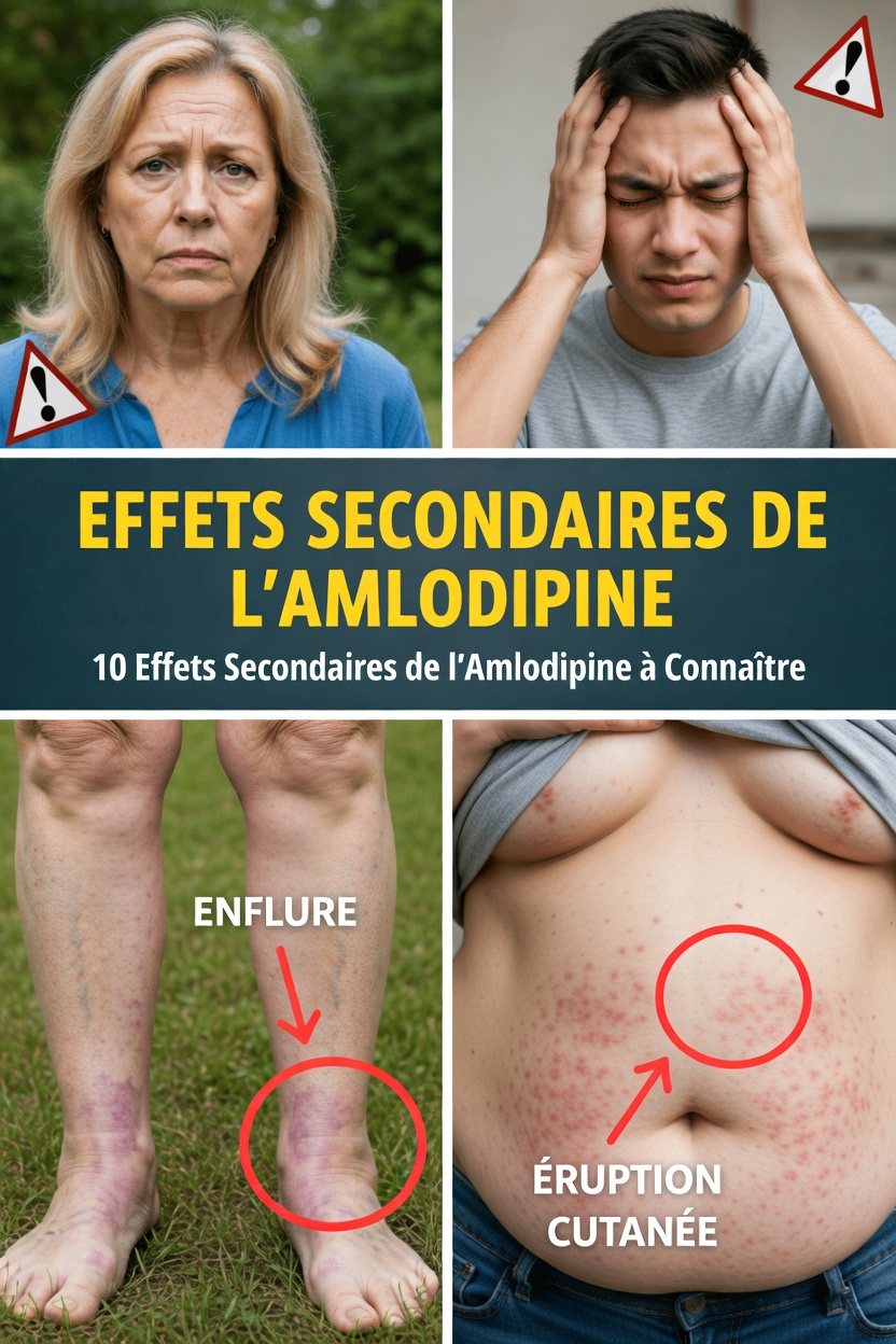 Découvrez les 12 effets secondaires courants de l’amlodipine que vous devez connaître et comment les repérer