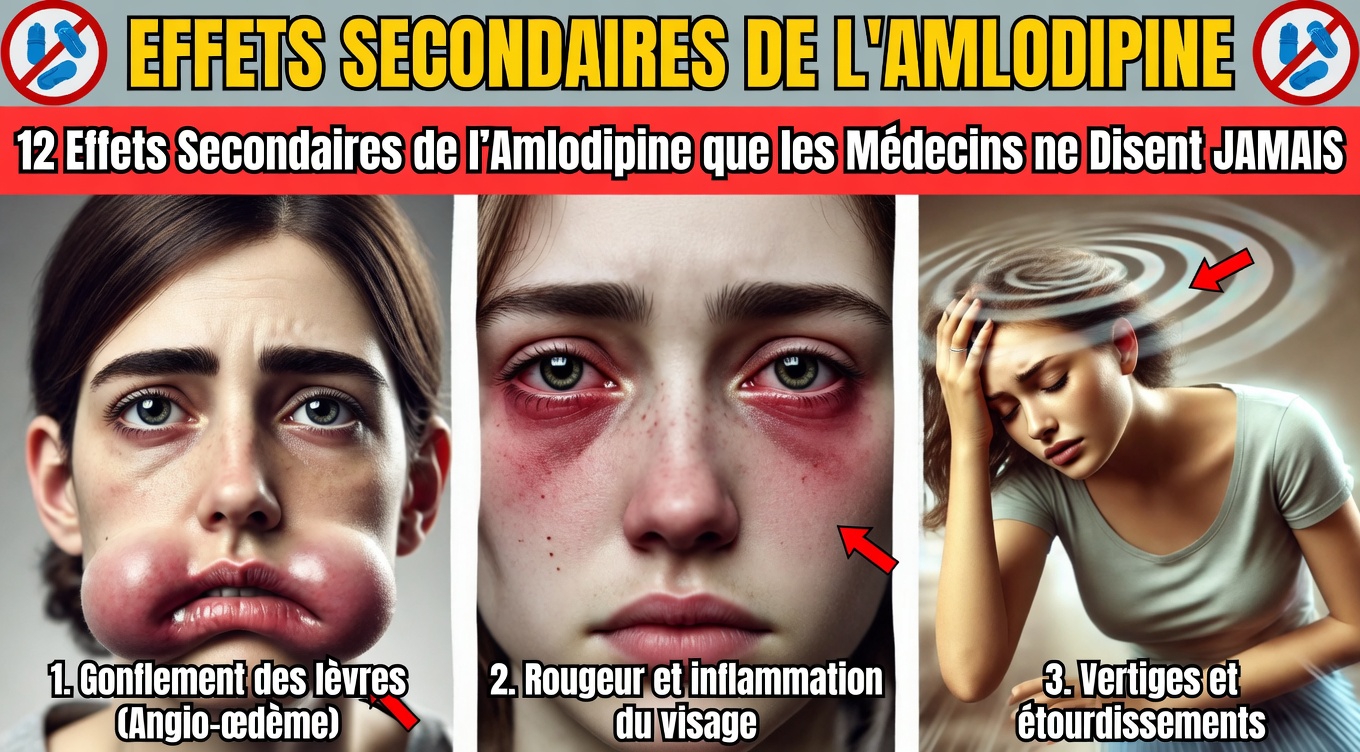 Découvrez les 12 effets secondaires courants de l’amlodipine que vous devez connaître et comment les repérer