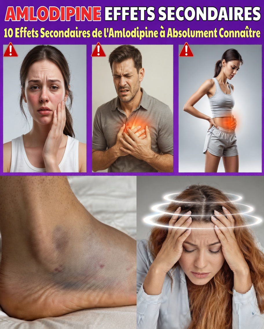 Découvrez les 12 effets secondaires courants de l’amlodipine que vous devez connaître et comment les repérer