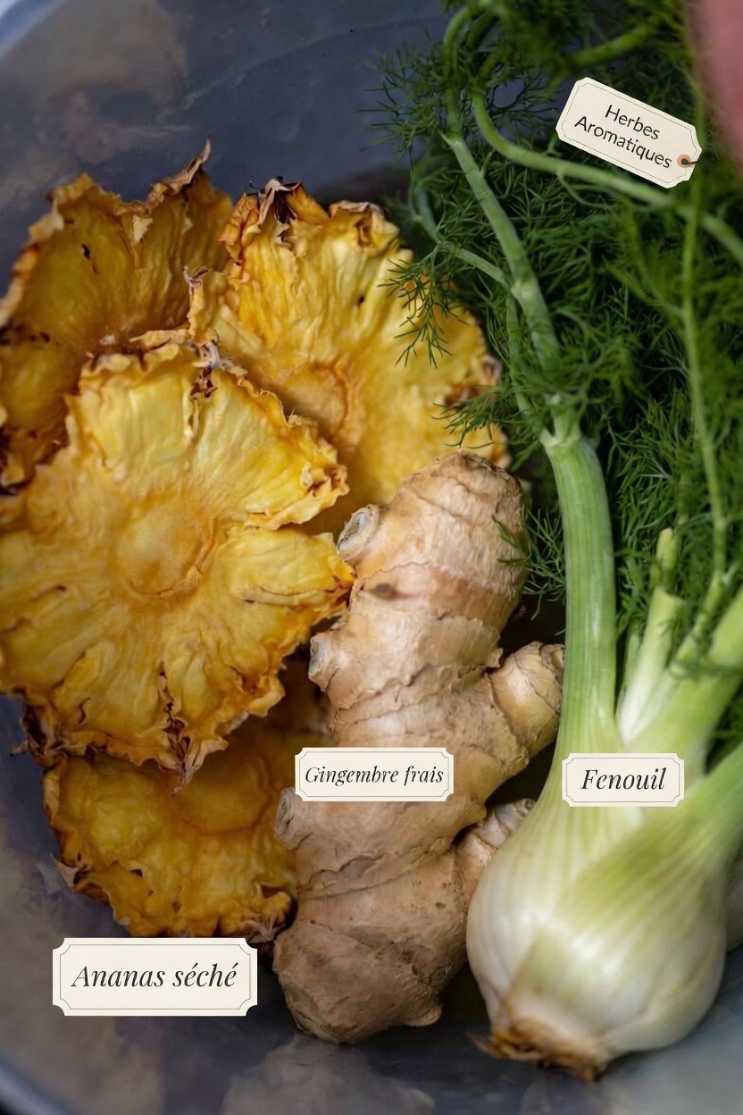 Découvrez une recette simple de boisson nocturne à base d’ananas, de gingembre et de fenouil pour favoriser la santé des reins