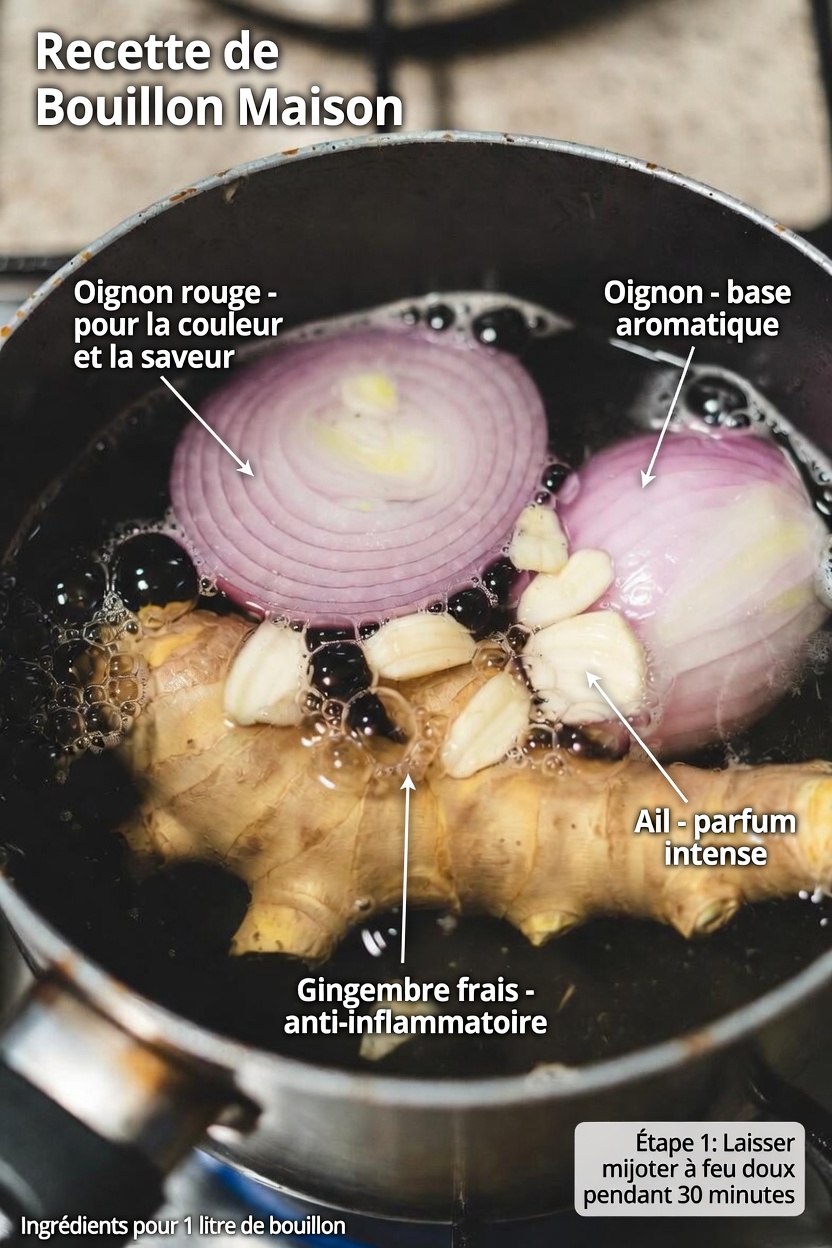 La recette du thé du matin et d’après-dîner au gingembre, curcuma, oignon, ail, cannelle et feuille de goyavier