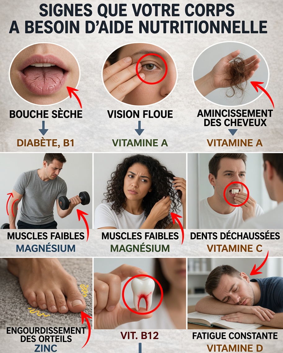 10 signes surprenants que votre corps pourrait avoir besoin de plus de nutriments essentiels chaque jour