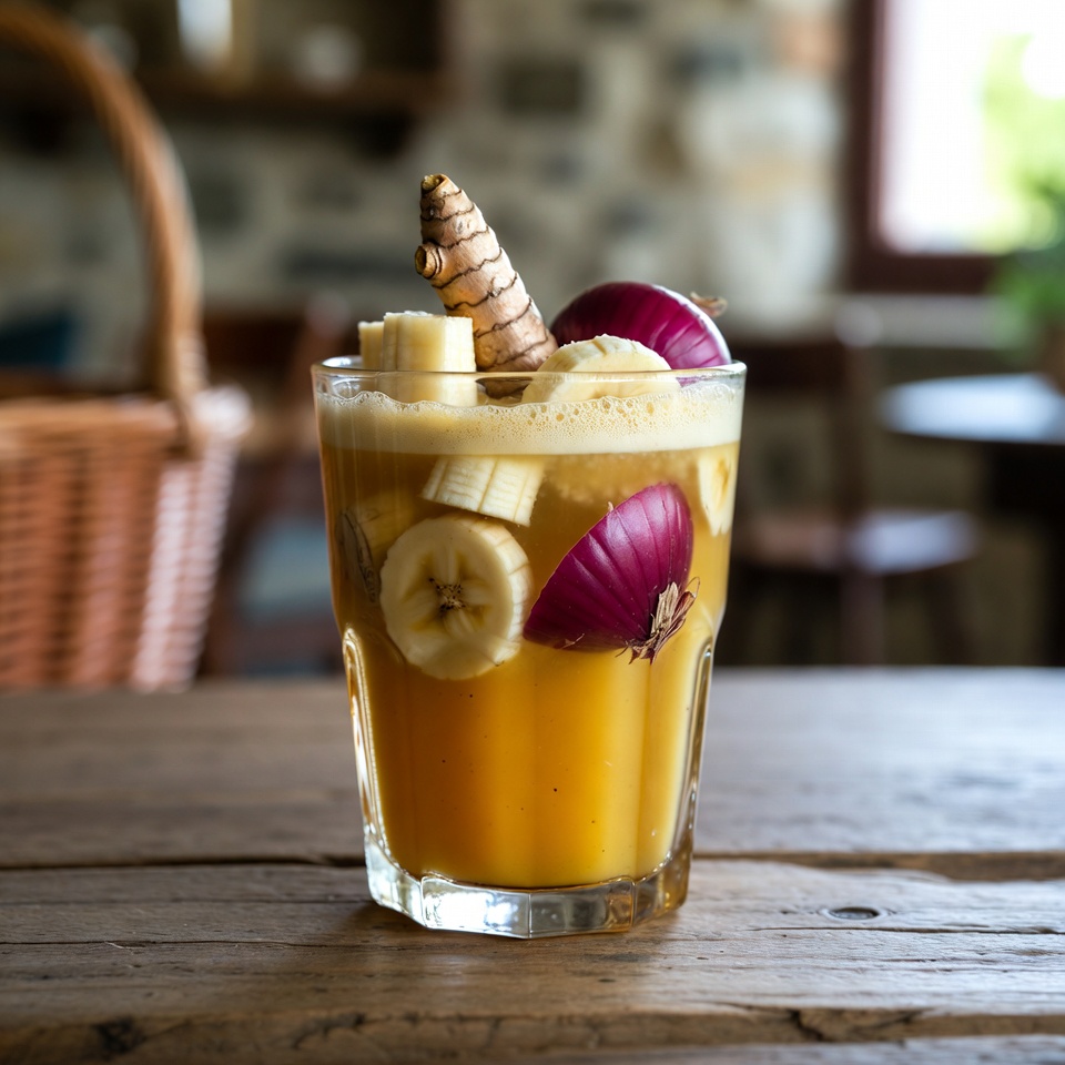 Un jus à base de banane, de curcuma et d’oignon est une combinaison inhabituelle