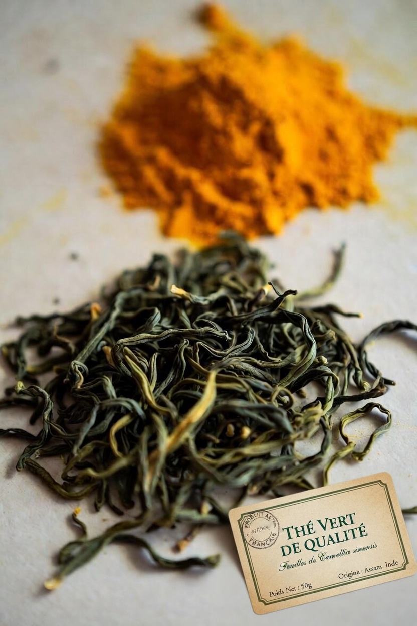 La simple habitude quotidienne du thé vert et du curcuma qui favorise le bien-être général et la longévité