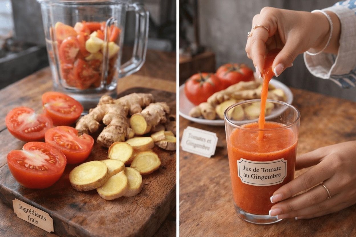 Une simple routine de boisson au gingembre et à la tomate qui soutient naturellement l’énergie et la concentration au quotidien