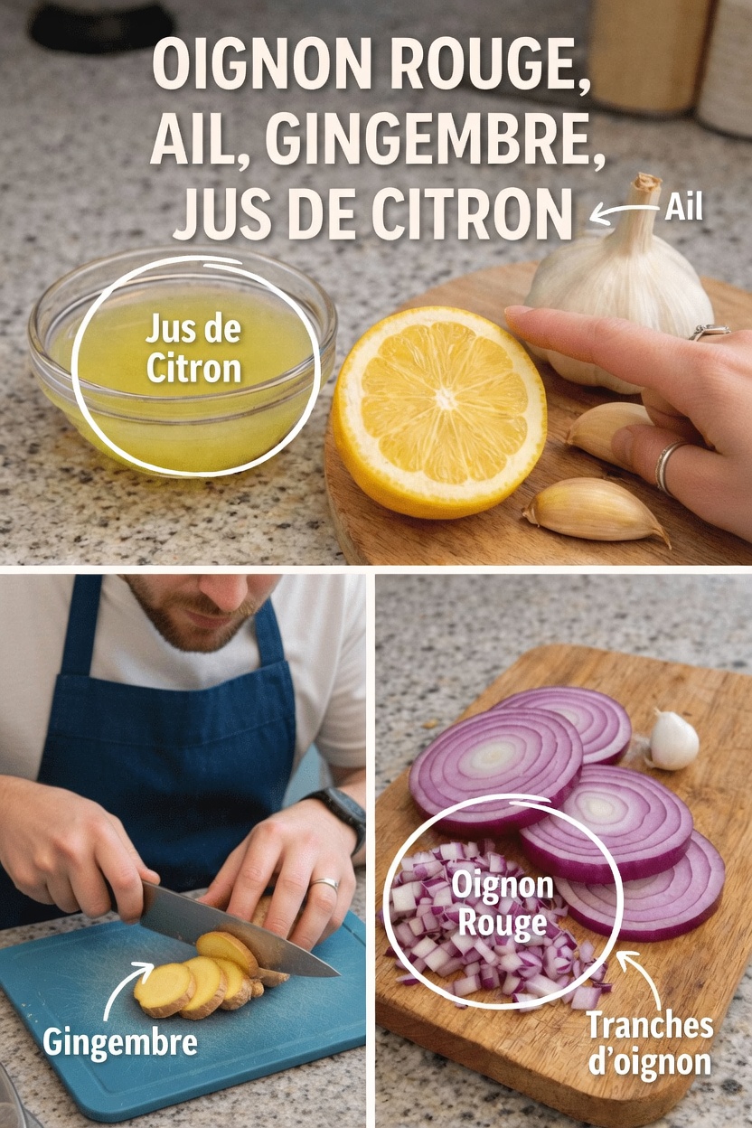 Découvrez le pouvoir quotidien de l’oignon rouge, de l’ail, du gingembre et du jus de citron dans votre routine en cuisine