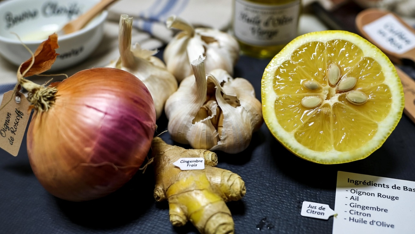 Découvrez le pouvoir quotidien de l’oignon rouge, de l’ail, du gingembre et du jus de citron dans votre routine en cuisine