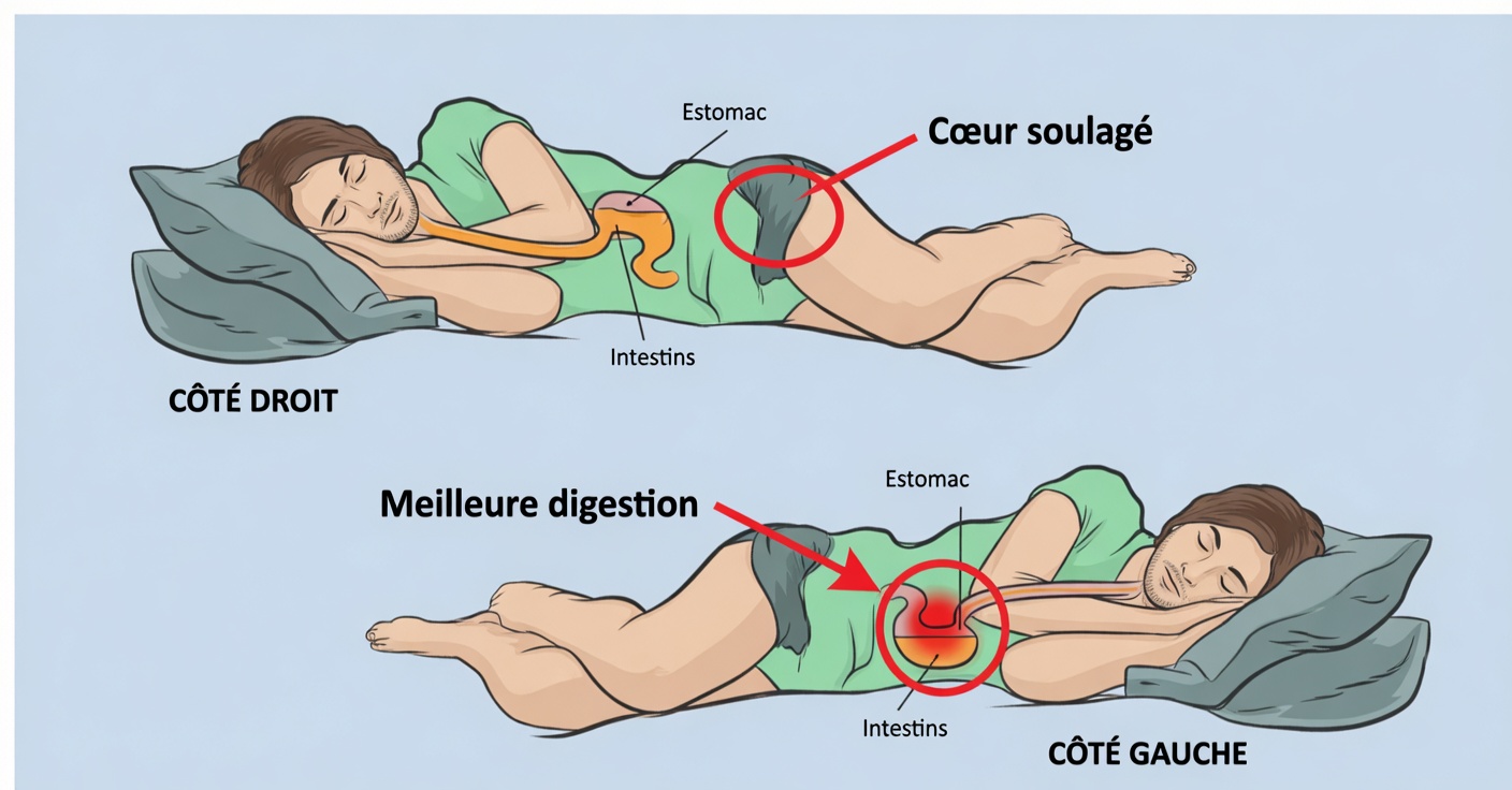 Dormir sur le côté droit : risques et solutions