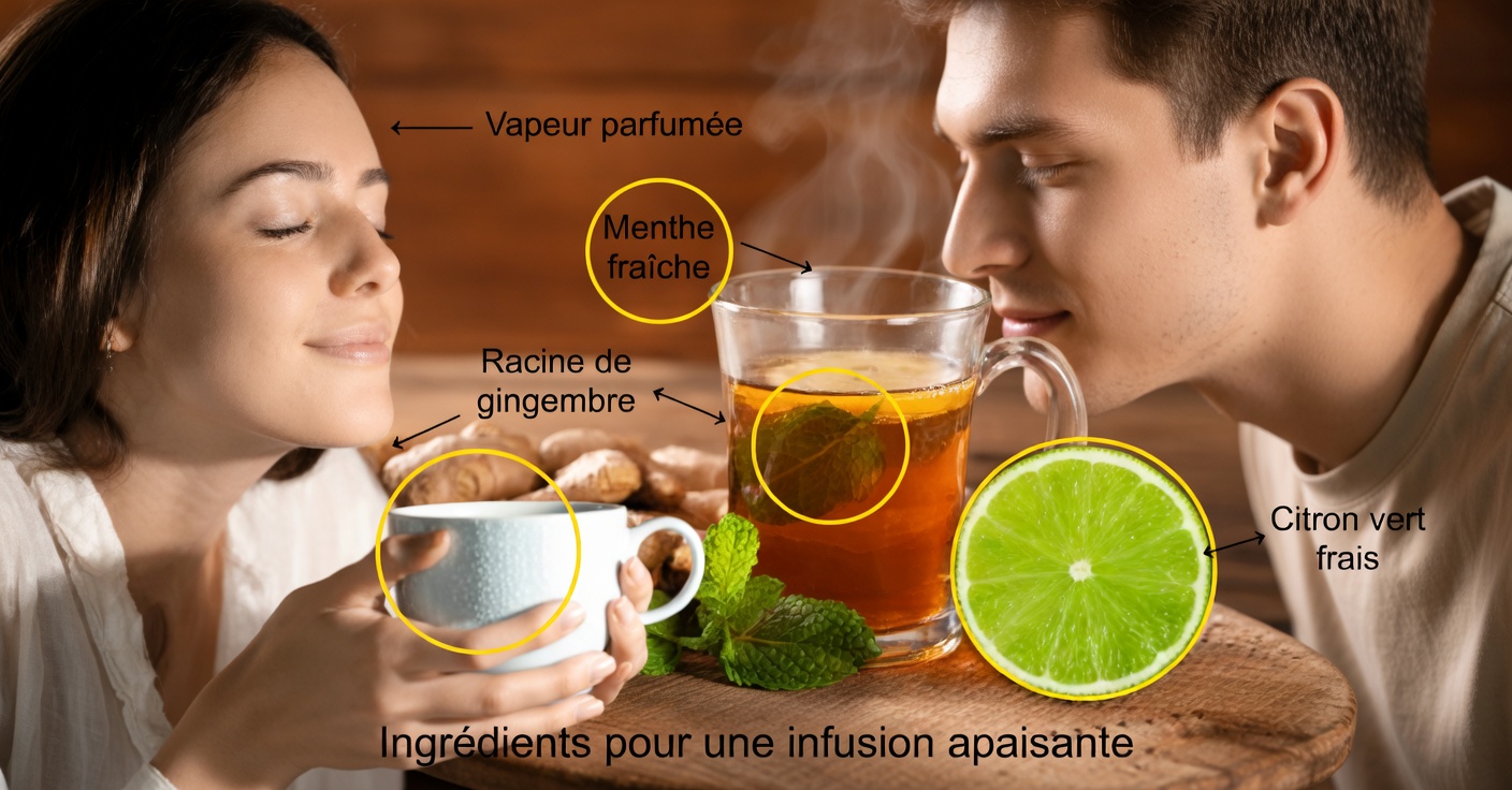 Thé à la menthe, au gingembre et au citron : soulagement naturel pour le corps