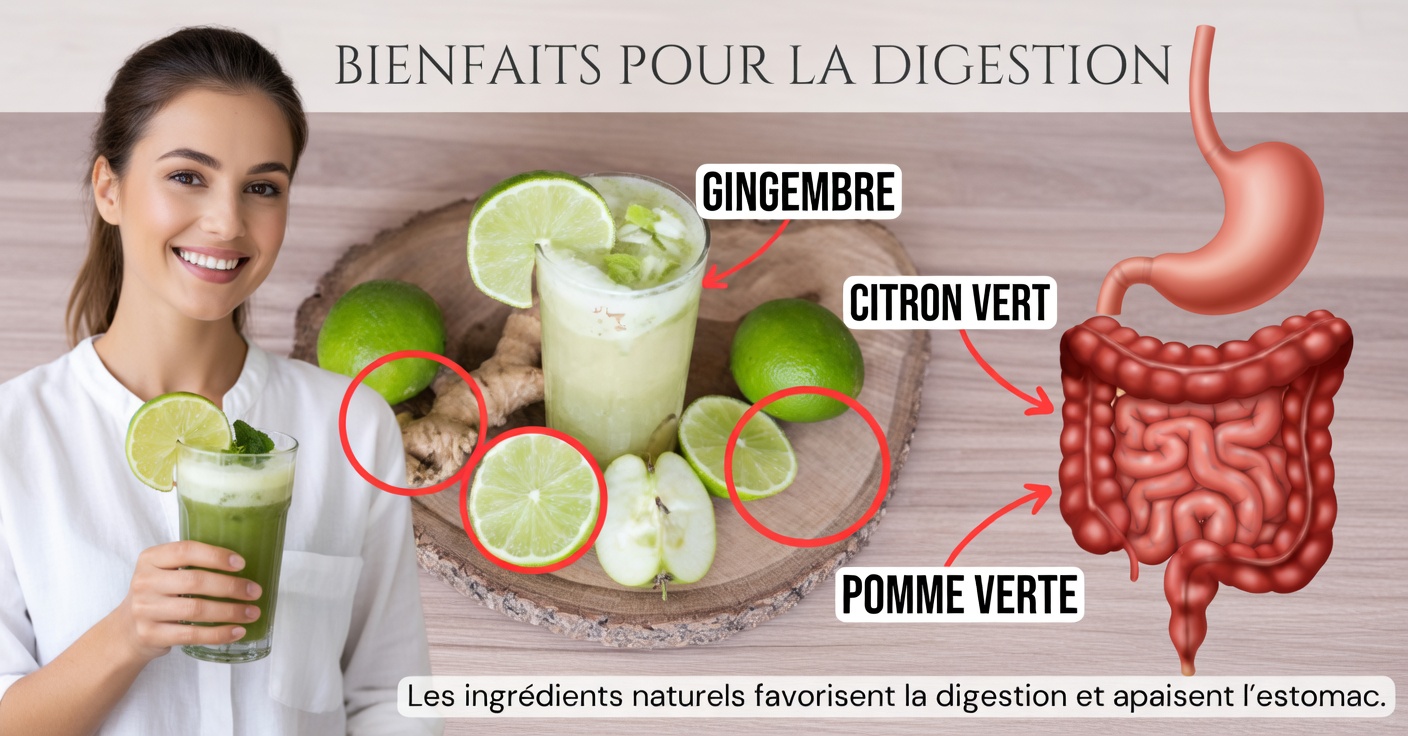 Jus de gingembre, pomme et citron pour détoxifier le côlon