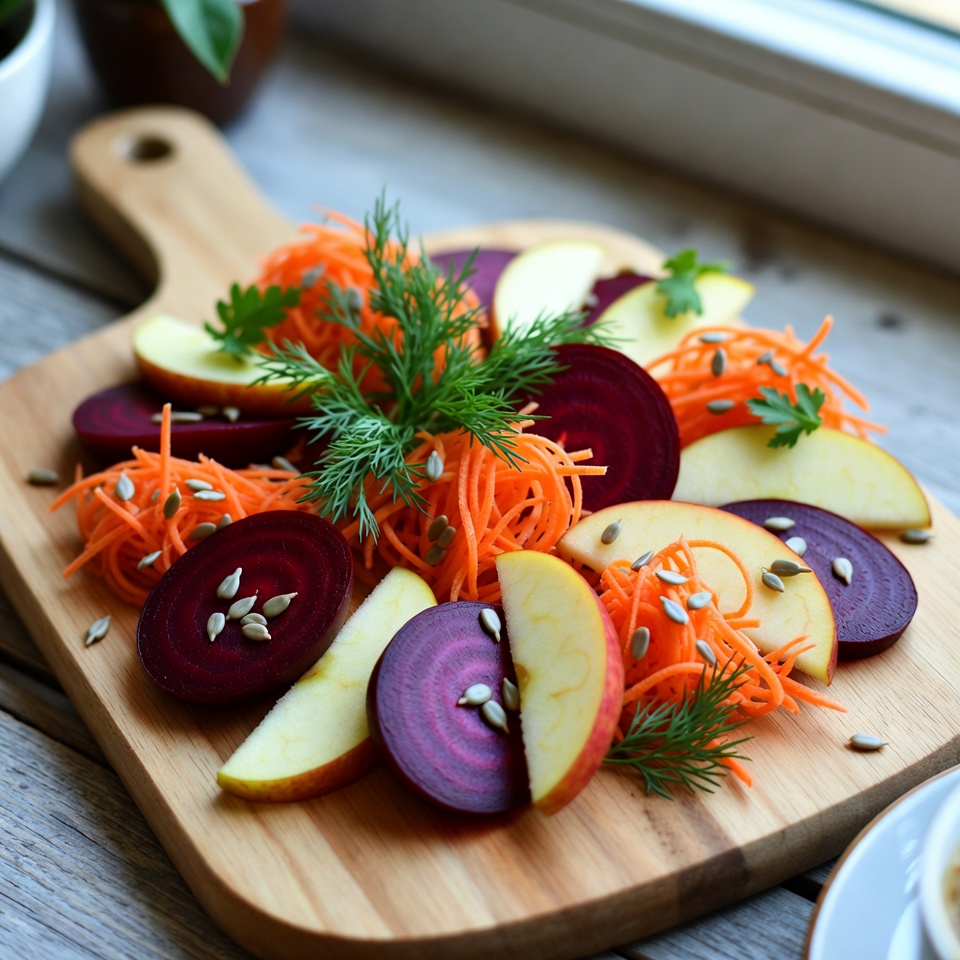 Salade de betterave, de pomme et de carotte