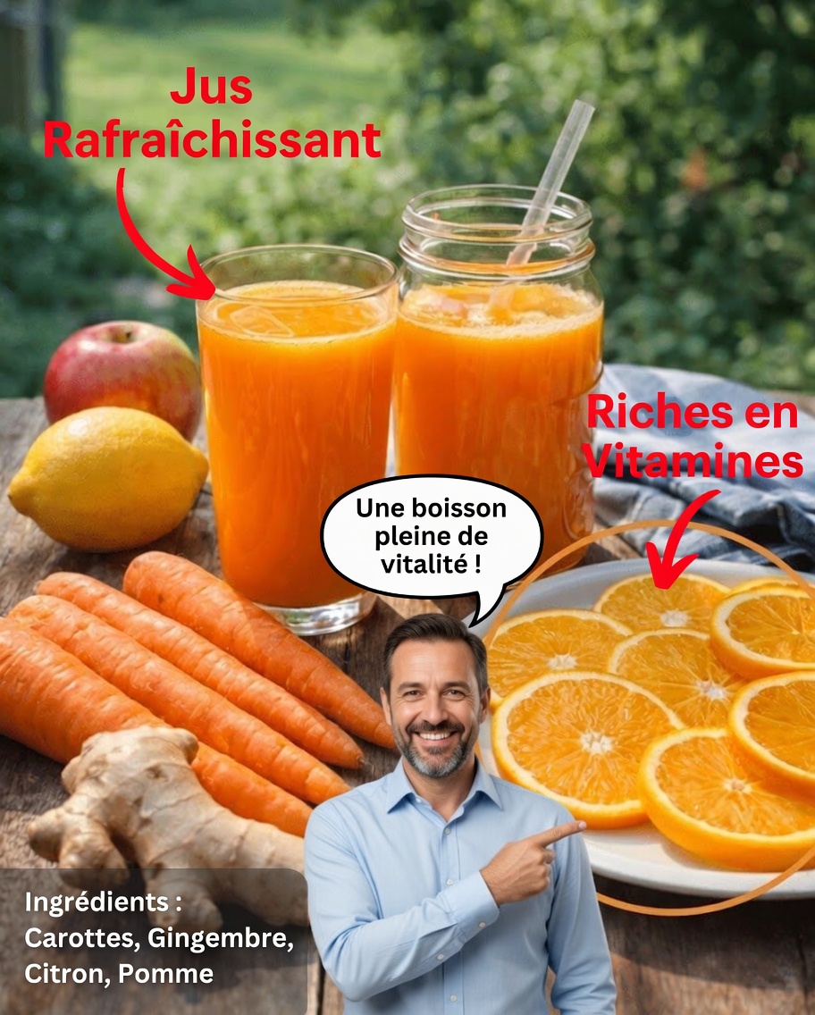 Comment préparer un jus rafraîchissant de carotte, d’orange, de pomme et de gingembre pour soutenir l’immunité au quotidien