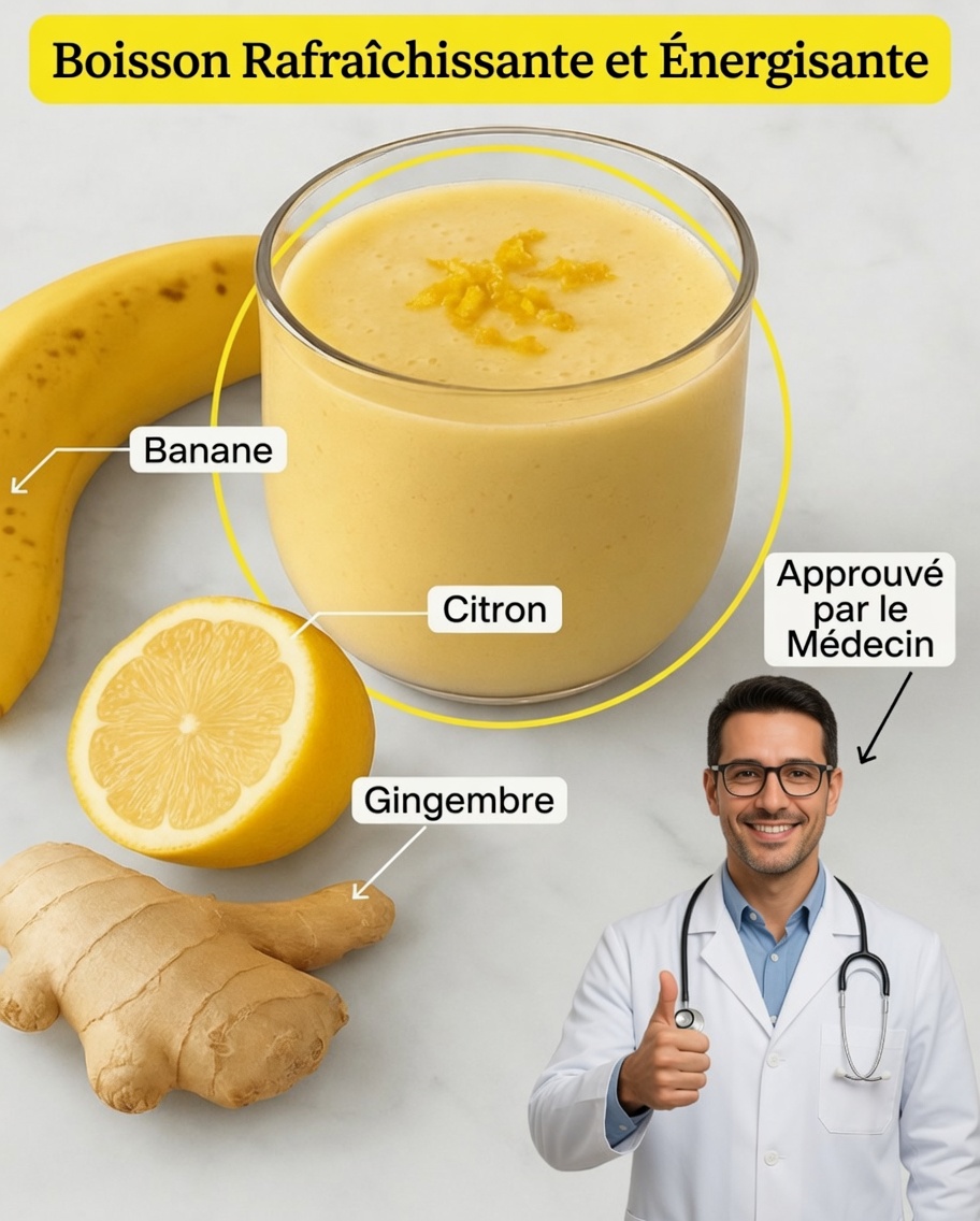 Commencez la journée avec énergie : smoothie naturel à la banane, au citron et au gingembre