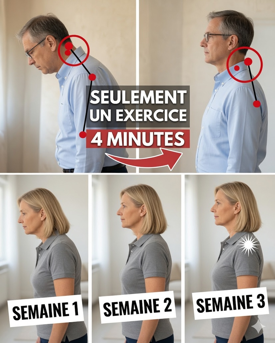 Habitude quotidienne simple pour améliorer la posture de la tête projetée après 60 ans en seulement 4 minutes à la maison